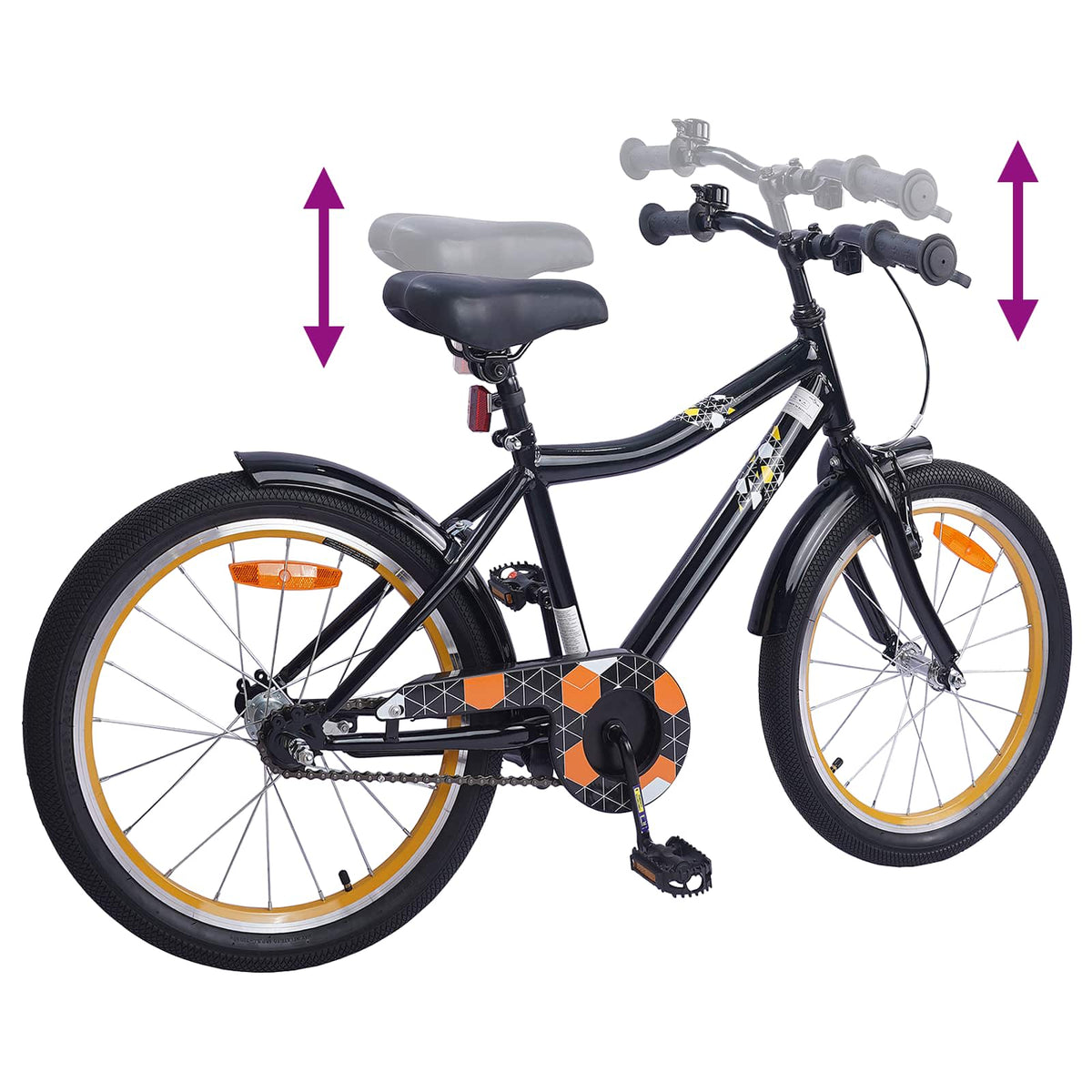 Børnecykel 20 tommer til børn i alderen 6-11 år Sort