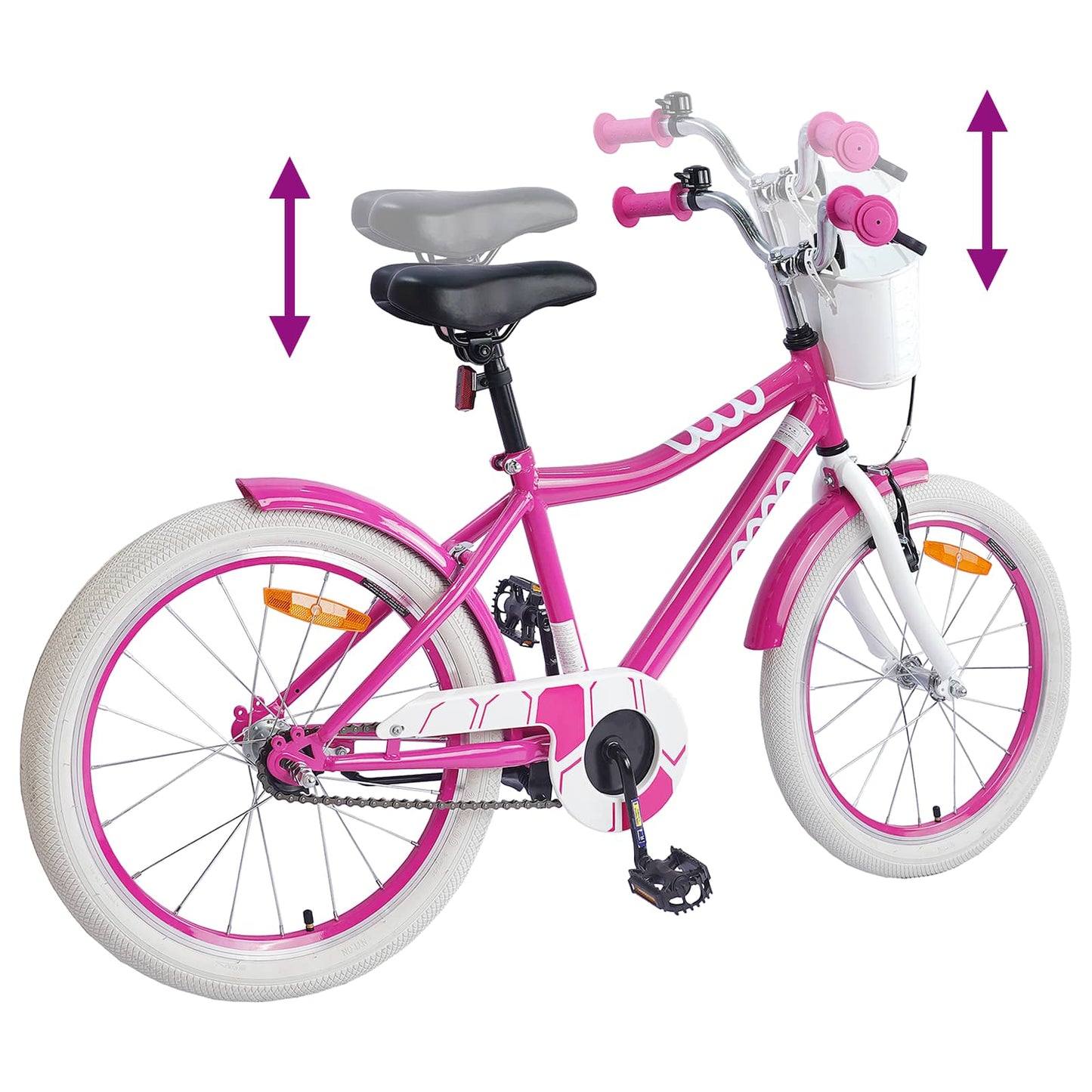 Børnecykel 18 tommer til 5-7 år gammel Lyserød