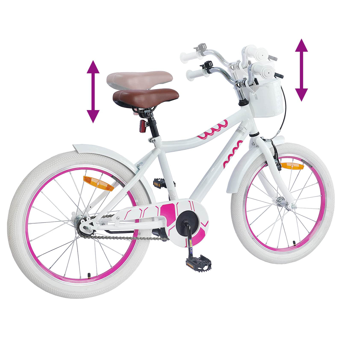 Børnecykel 18 tommer til 5-7 år gammel Hvid