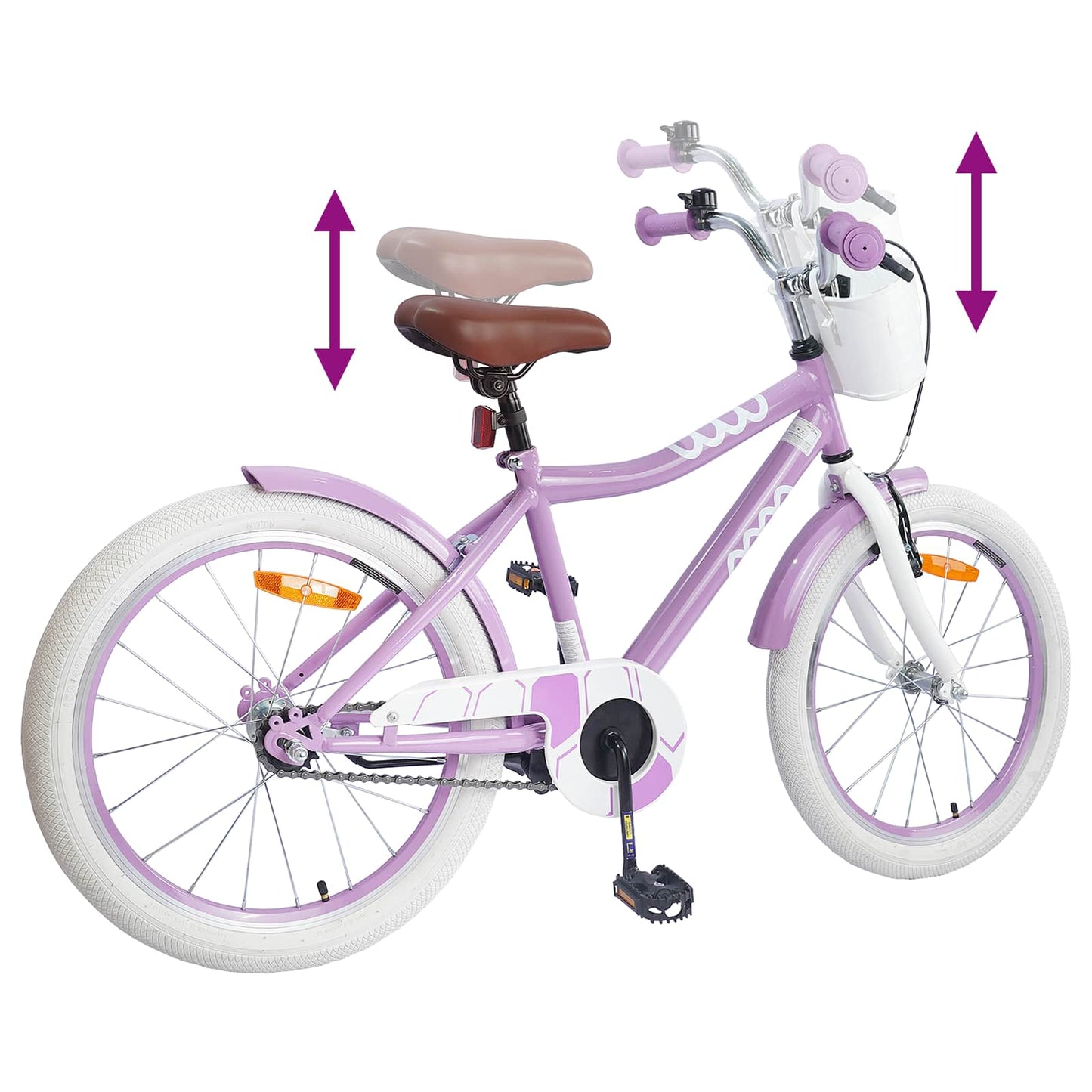 Børnecykel 18 tommer til 5-7 år gammel Lilla