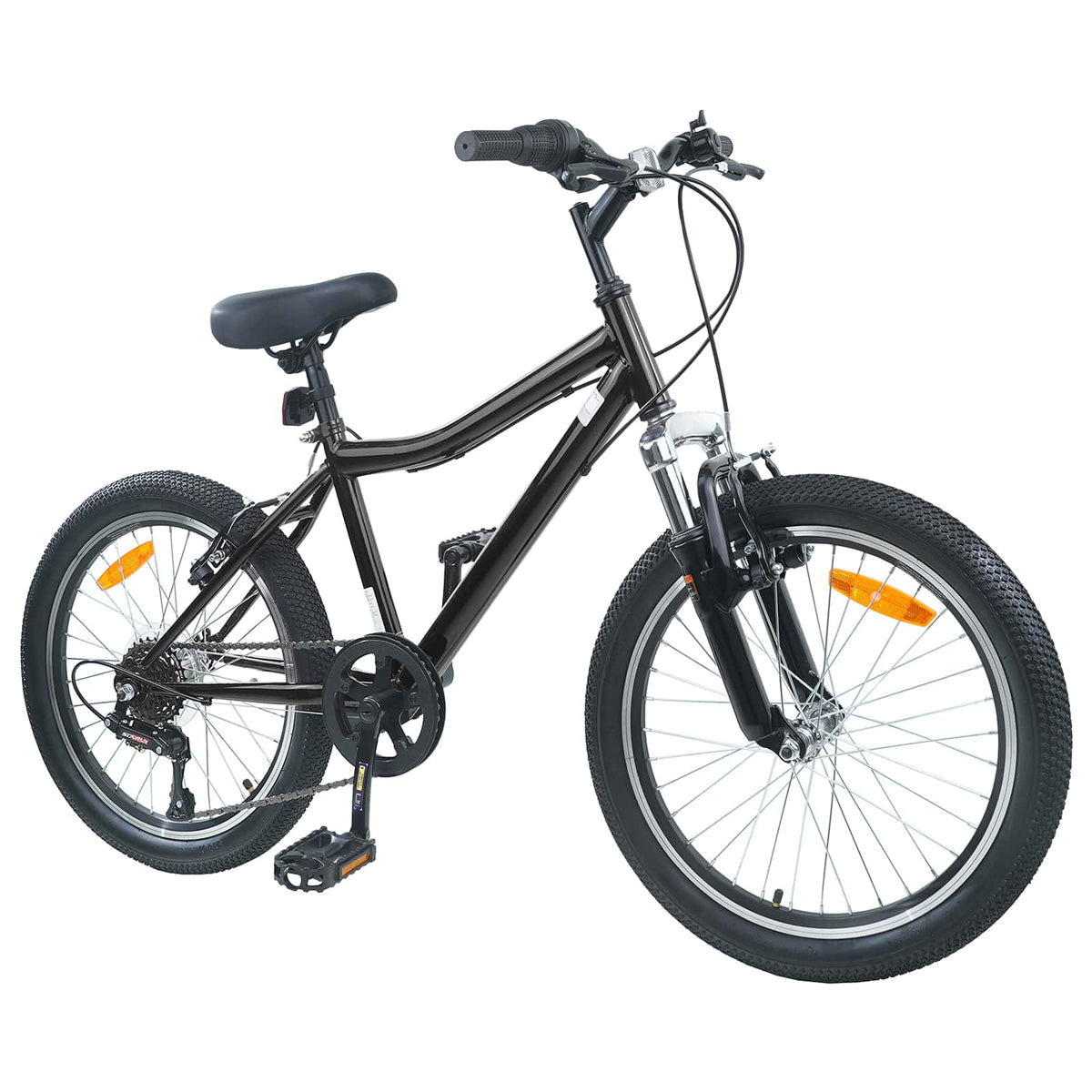 Børnecykel 24 tommer 6-hastighed til 8-12 år Sort