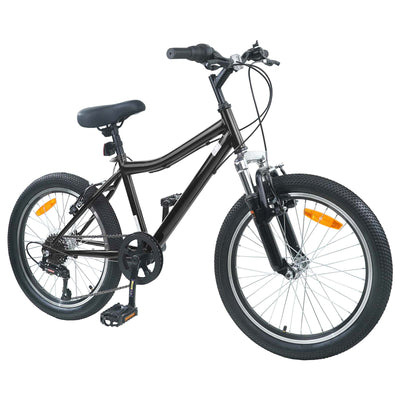 Børnecykel 24 tommer 6-hastighed til 8-12 år Sort