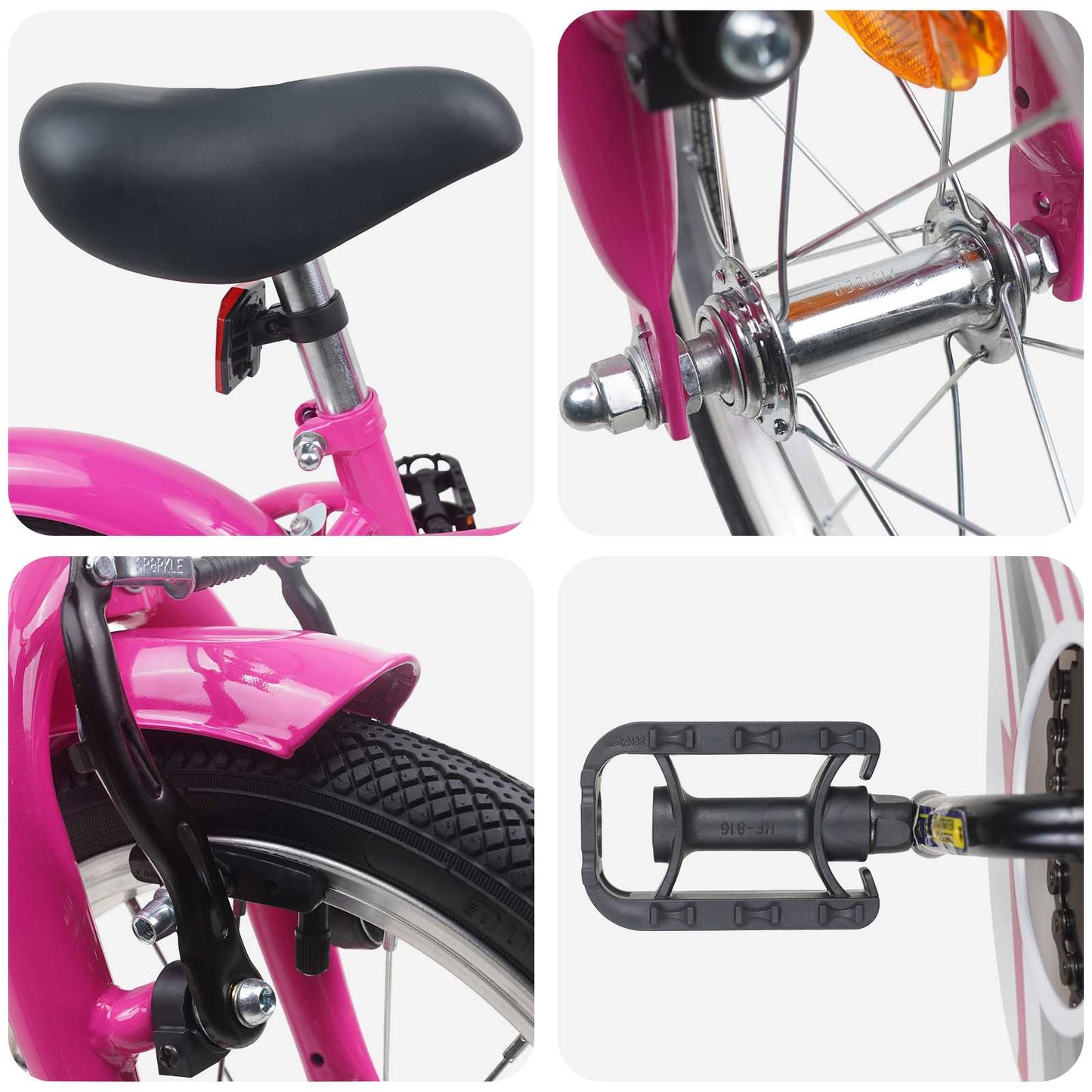 Børnecykel 12 tommer til 2-4 år gamle Mørk pink