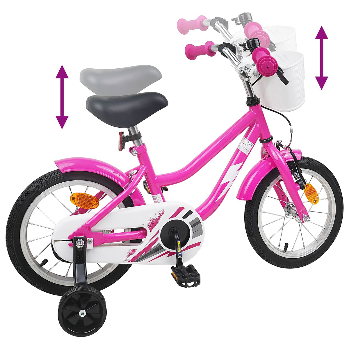 Børnecykel 16 tommer til 4-6 år gamle Mørk pink