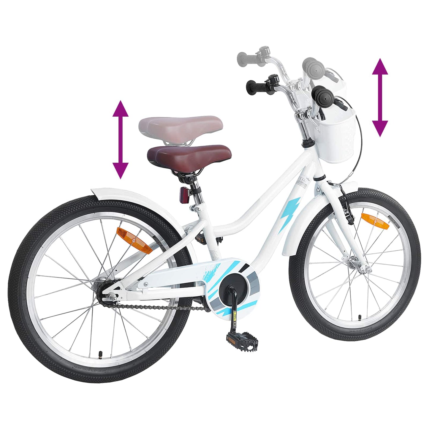 Børnecykel 18 tommer til 5-7 år gammel Hvid