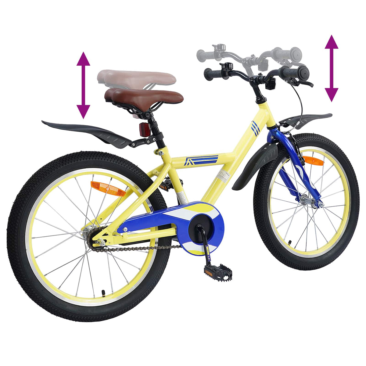Børnecykel 18 tommer til 5-7 år gammel Gul
