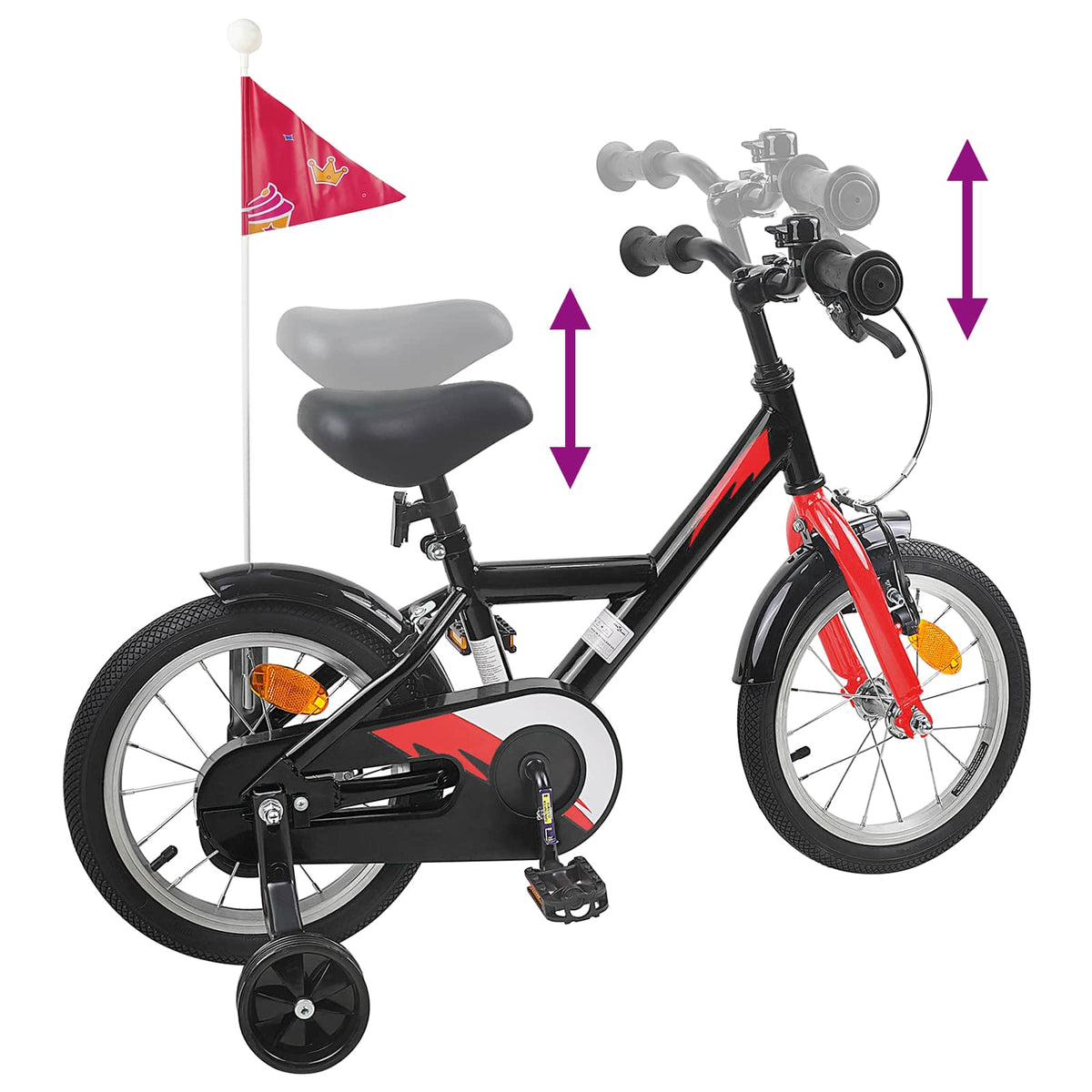 Børnecykel 14 tommer anbefalet til 3-5 år gammel Sort