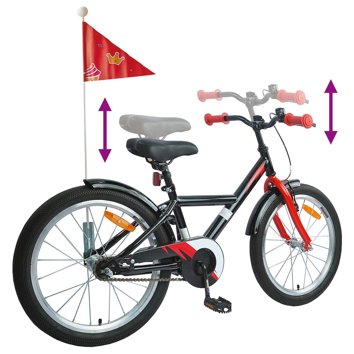 Børnecykel 18 tommer til 5-7 år gammel Sort