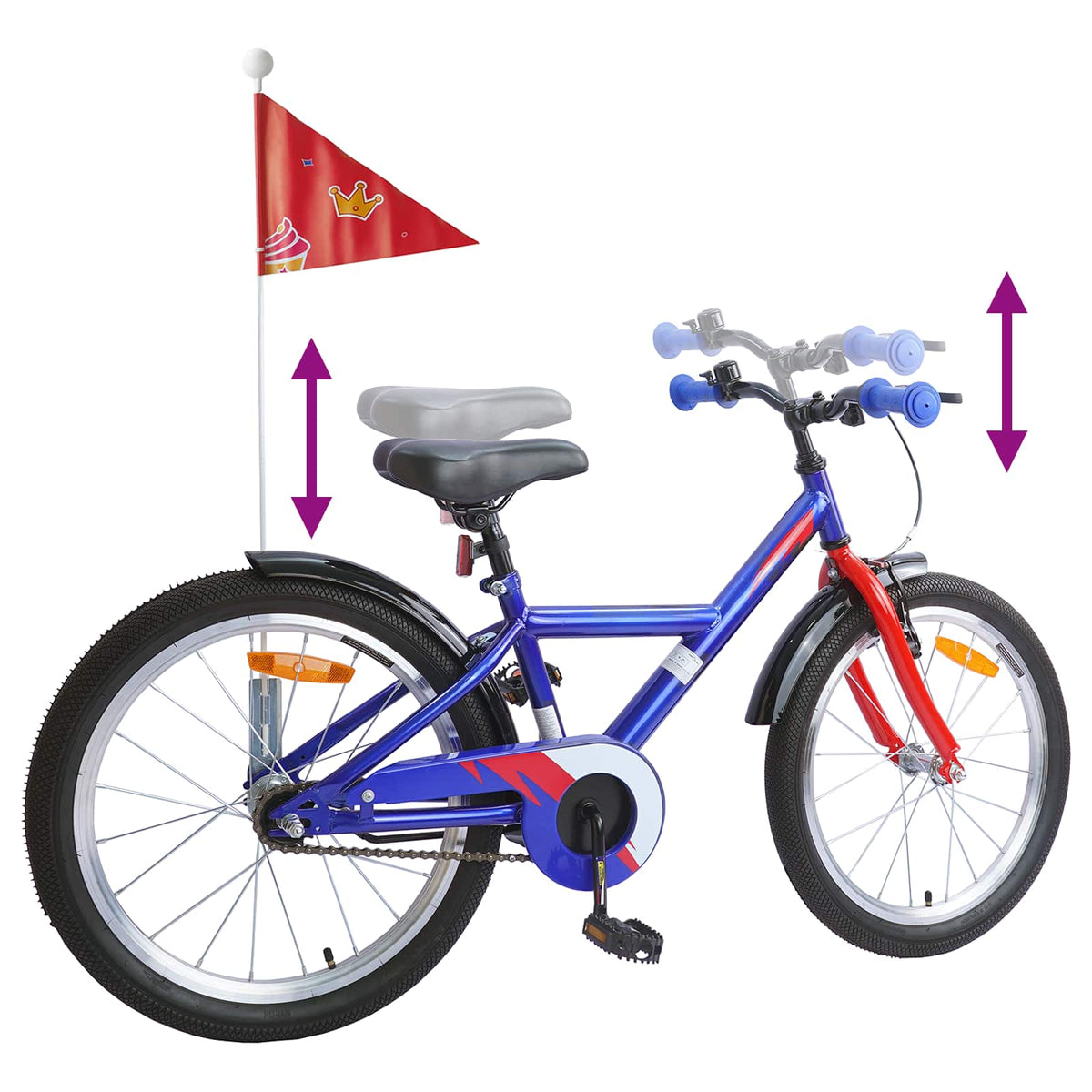 Børnecykel 18 tommer til 5-7 år gammel Mørk blå