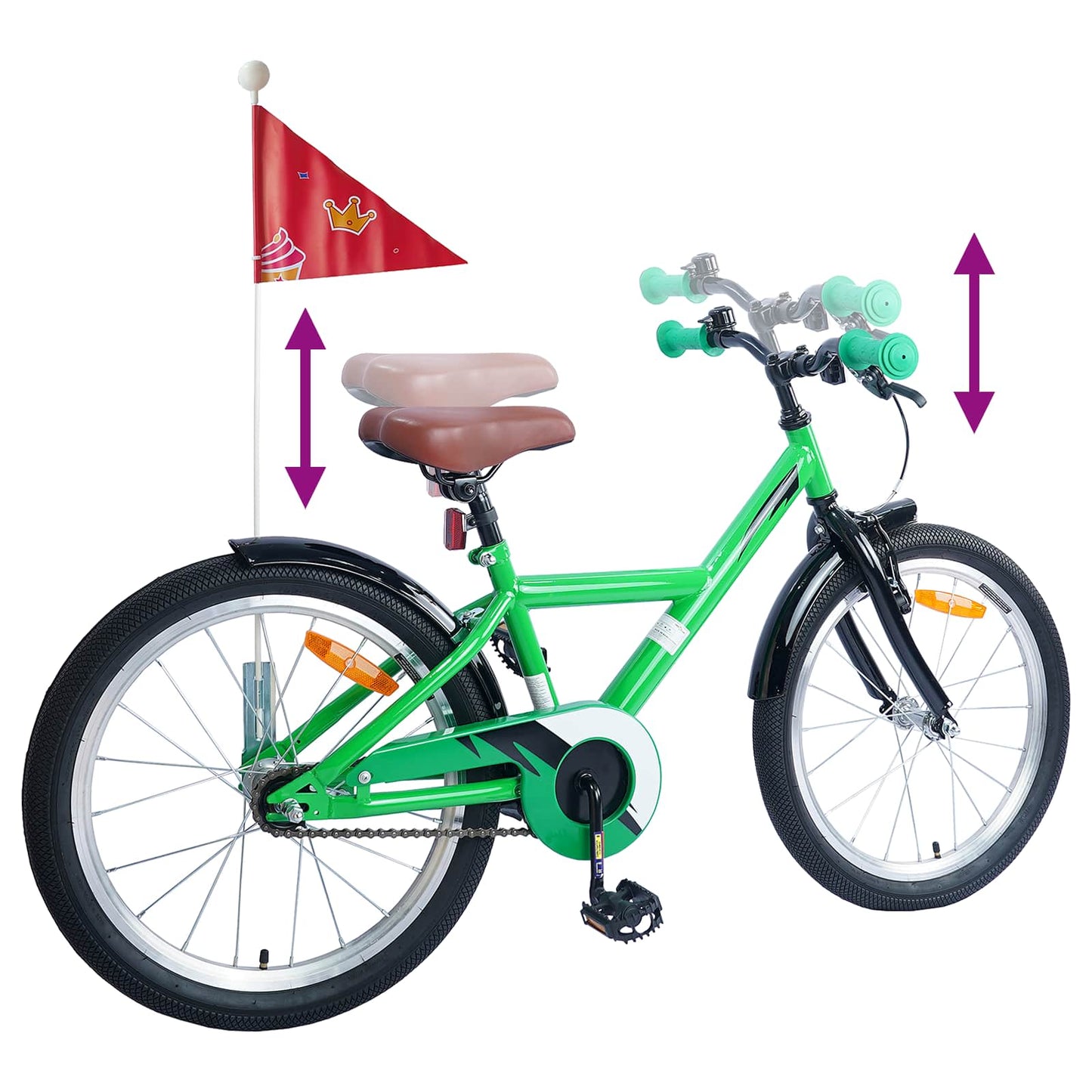 Børnecykel 18 tommer til 5-7 år gammel Grøn