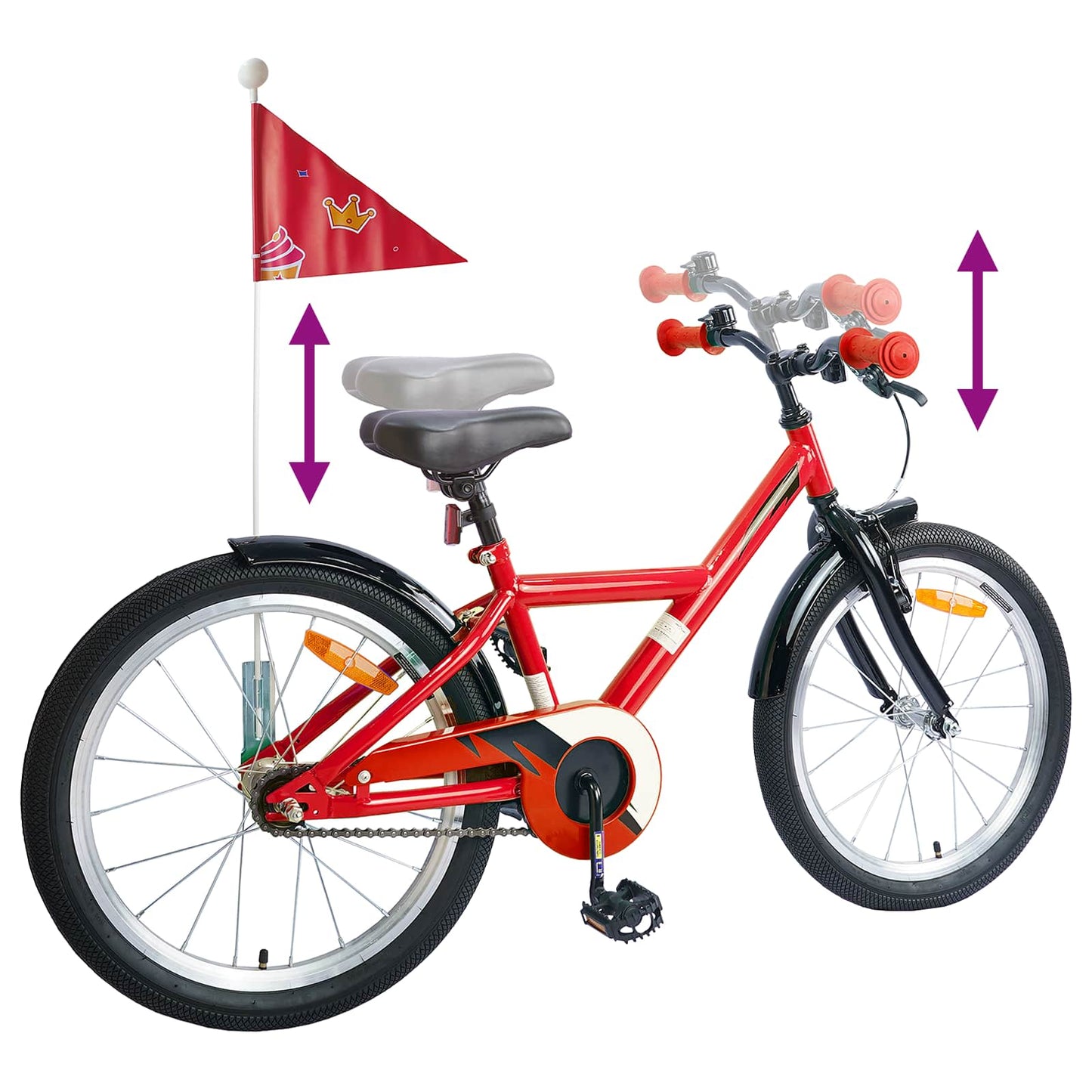 Børnecykel 18 tommer til 5-7 år gammel Rød