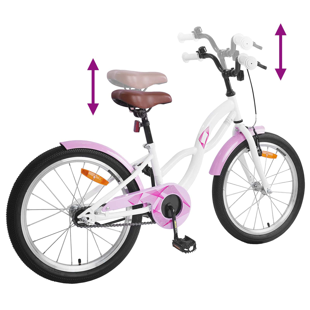 Børnecykel 18 tommer til 5-7 år gammel Hvid