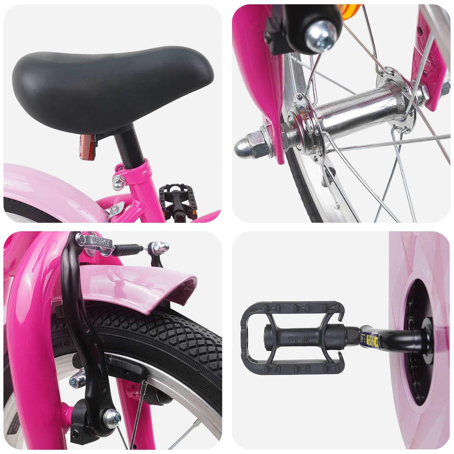 Børnecykel 12 tommer til 2-4 år gamle Mørk pink