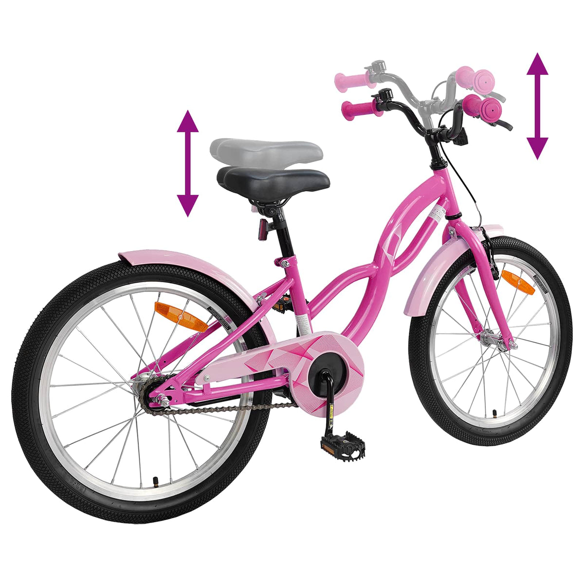 Børnecykel 18 tommer til 5-7 år gammel Mørk pink