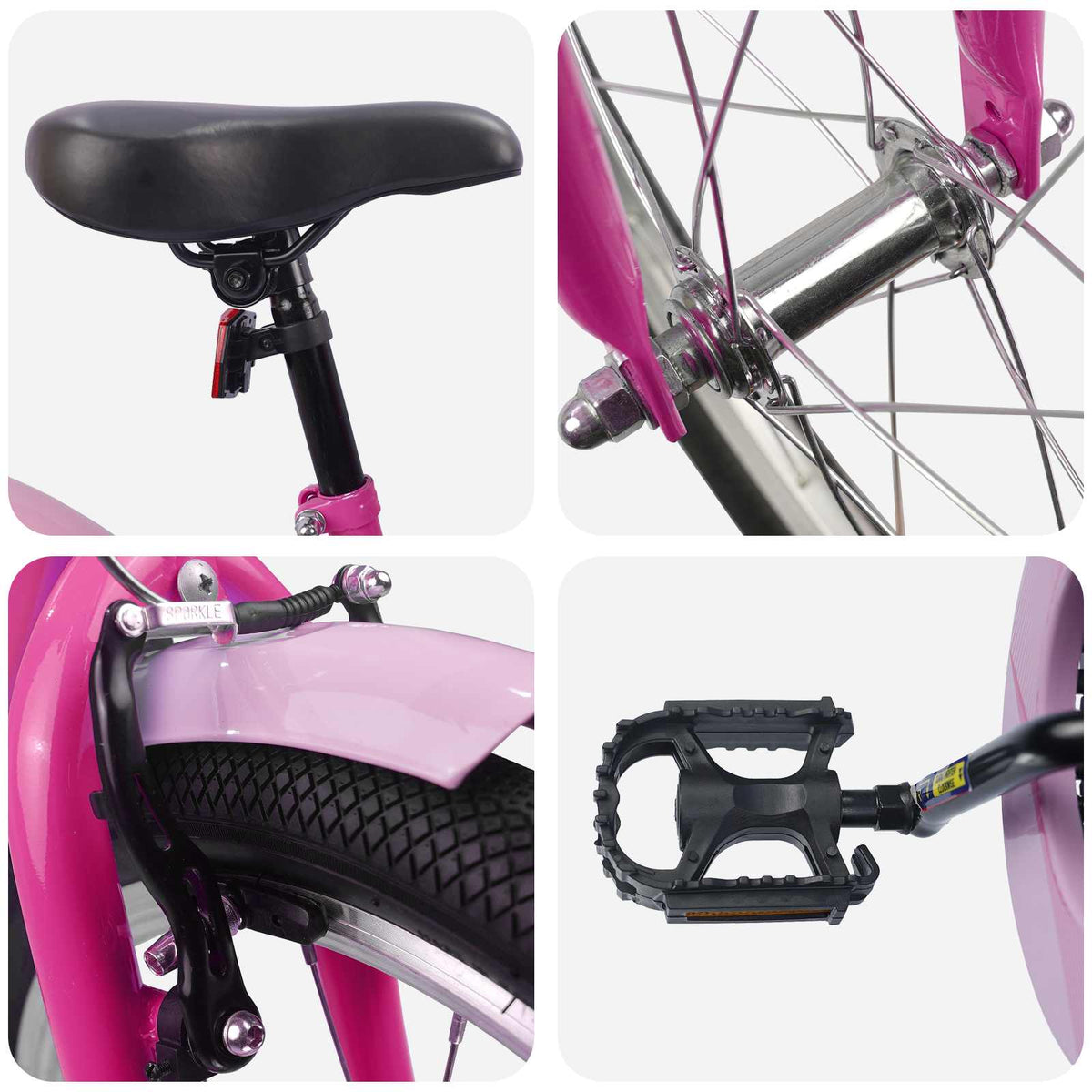 Børnecykel 20 tommer til børn i alderen 6-11 år Mørk pink