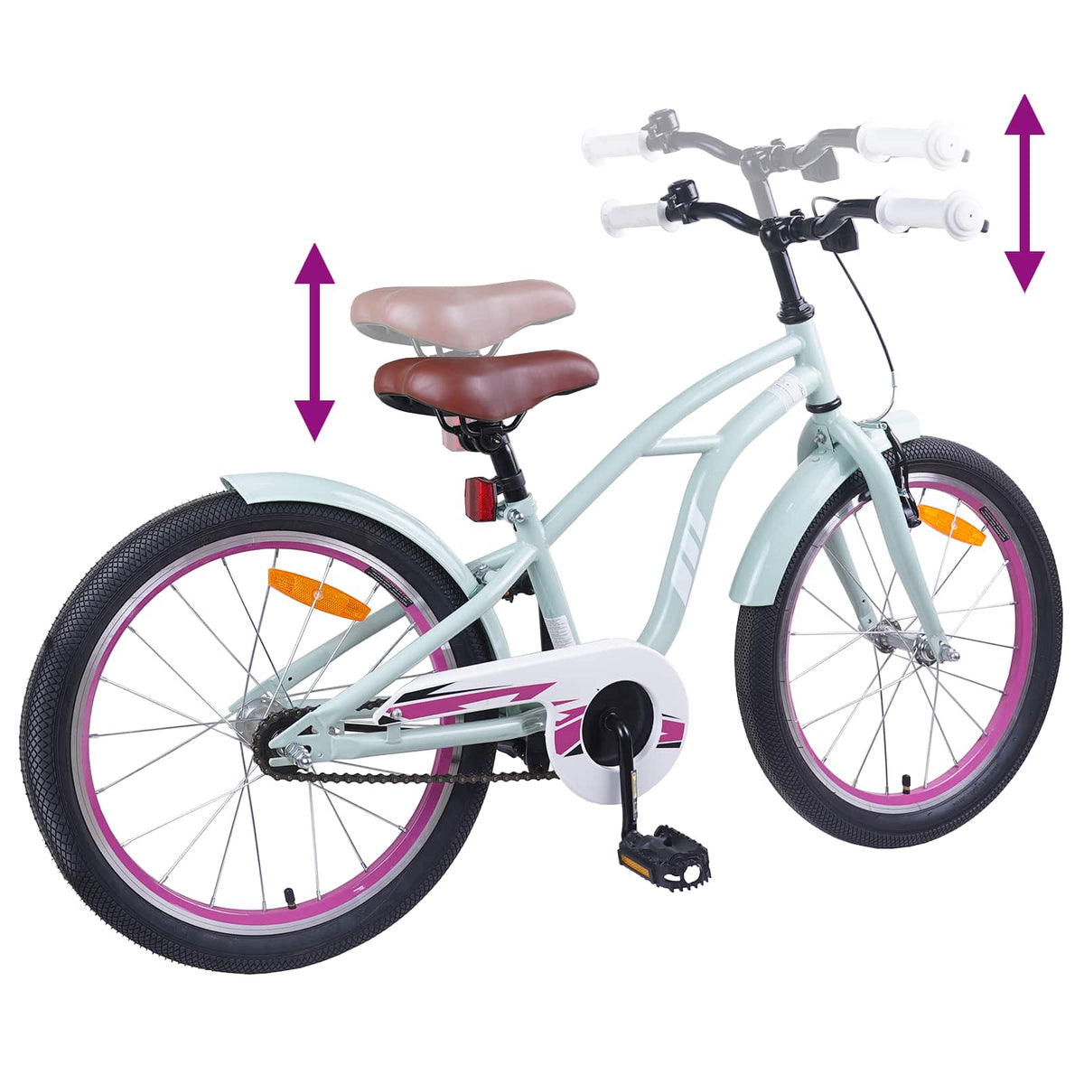 Børnecykel 18 tommer til 5-7 år gammel Lys grøn