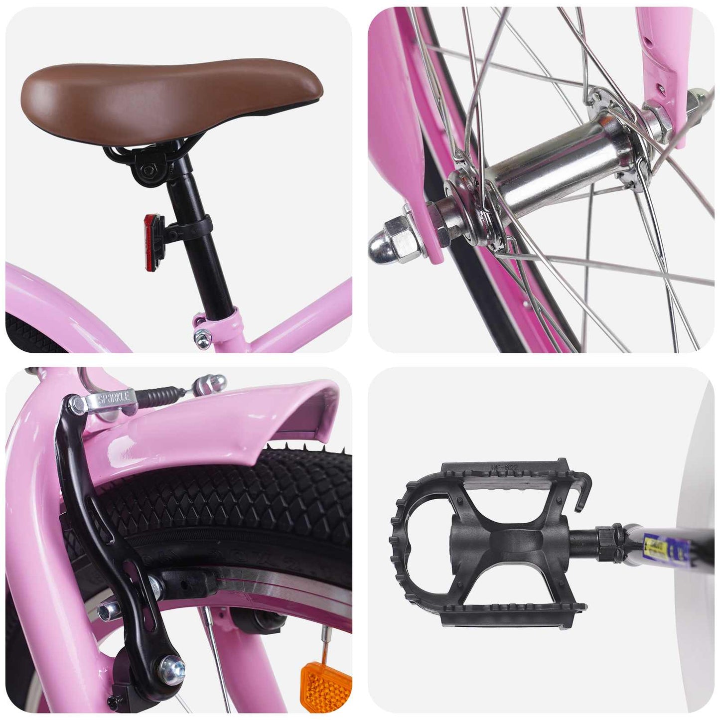 Børnecykel 18 tommer til 5-7 år gammel Lys pink