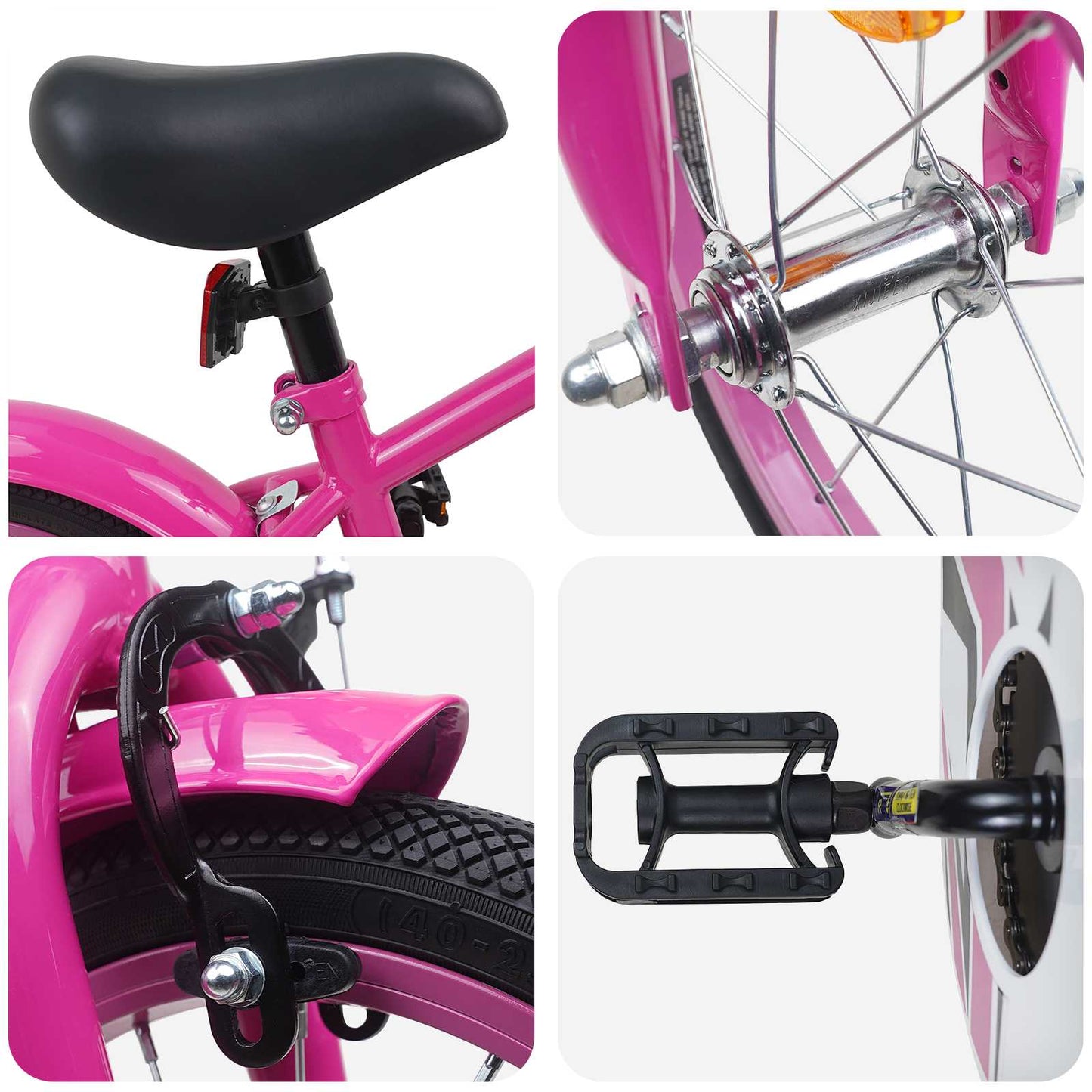 Børnecykel 16 tommer til 4-6 år gamle Mørk pink