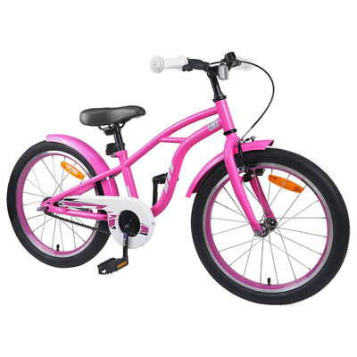 Børnecykel 18 tommer til 5-7 år gammel Mørk pink