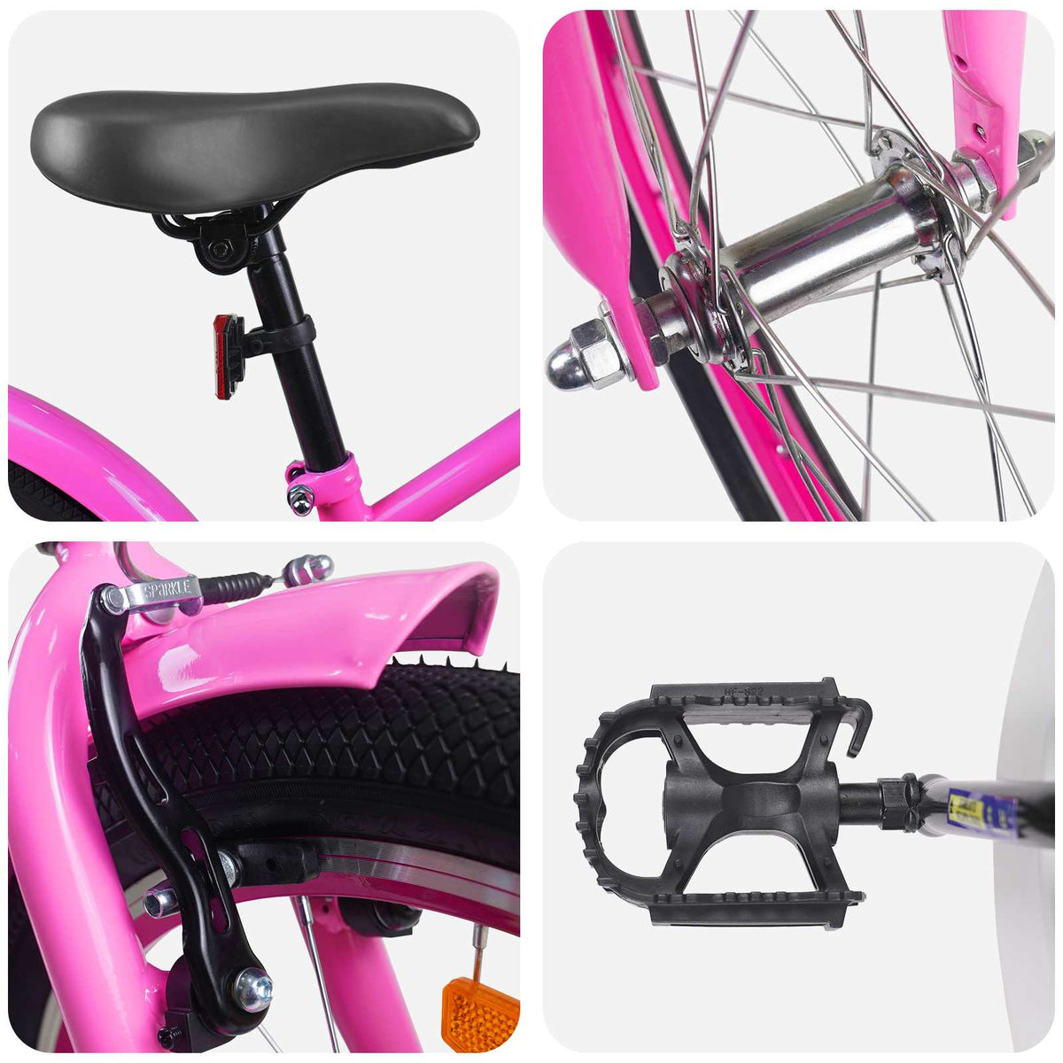 Børnecykel 20 tommer til børn i alderen 6-11 år Mørk pink