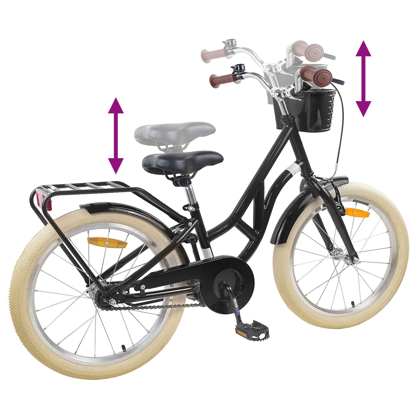 Børnecykel 20 tommer til børn i alderen 6-11 år Sort