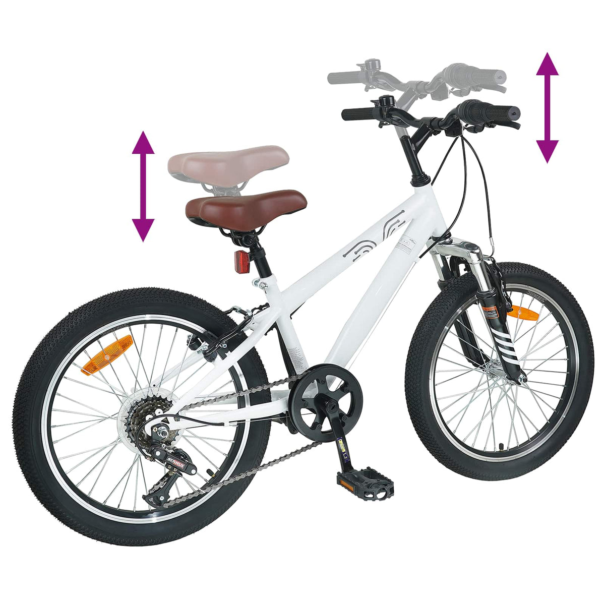 Mountainbike 24 tommer 6-hastighed til 8-12 år Hvid