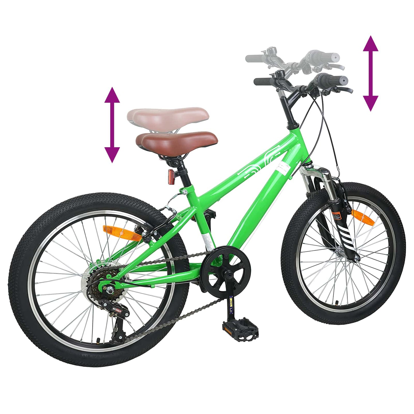 Mountainbike 20 tommer 6-hastighed til 5-8 år gamle Grøn