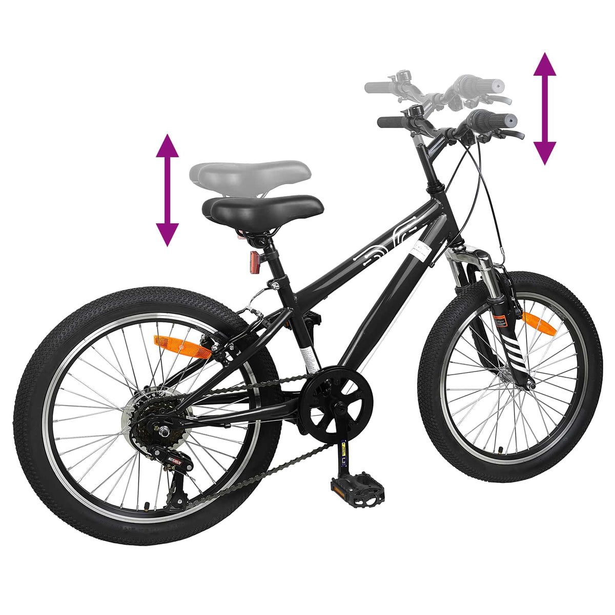 Mountainbike 20 tommer 6-hastighed til 5-8 år gamle Sort