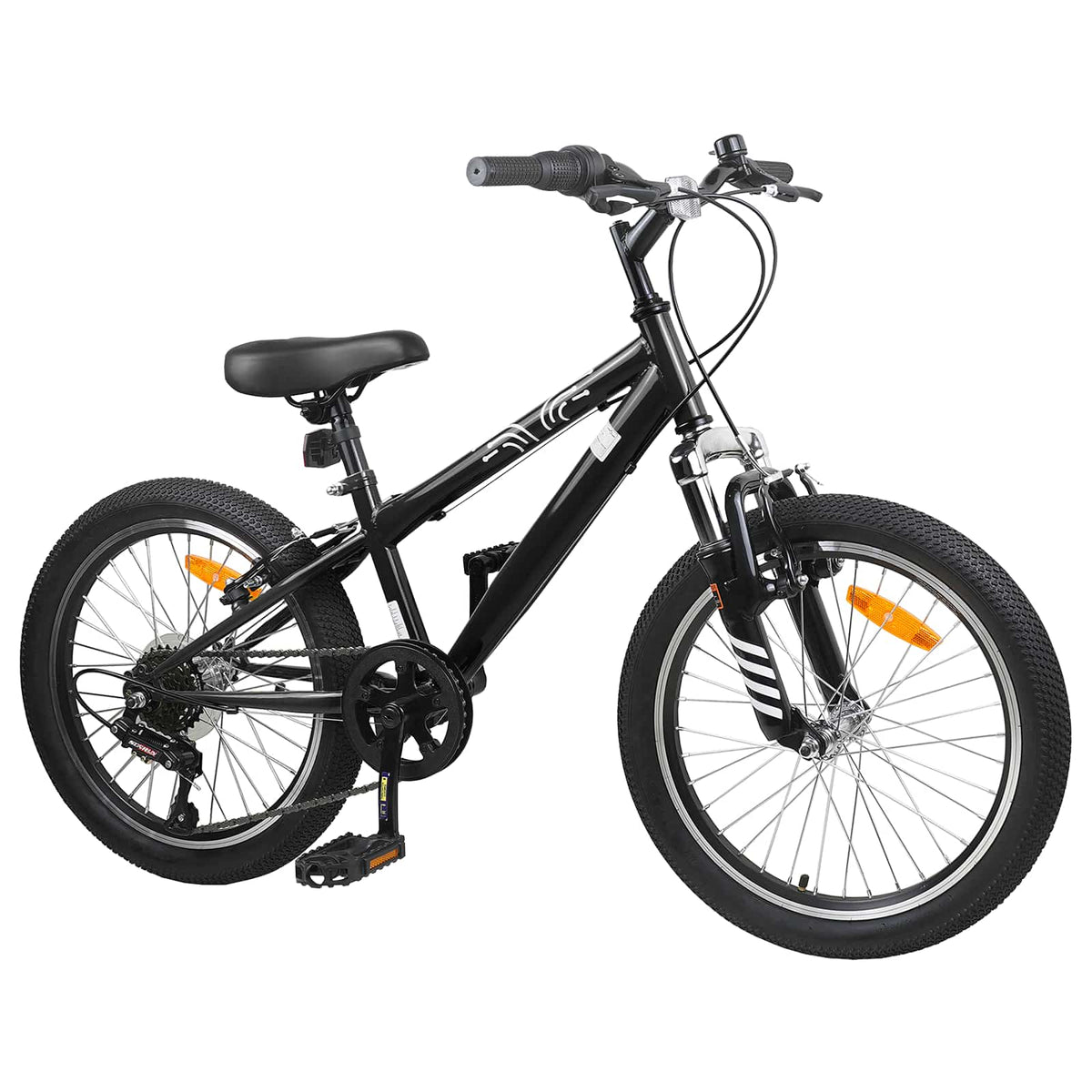 Mountainbike 24 tommer 6-hastighed til 8-12 år Sort