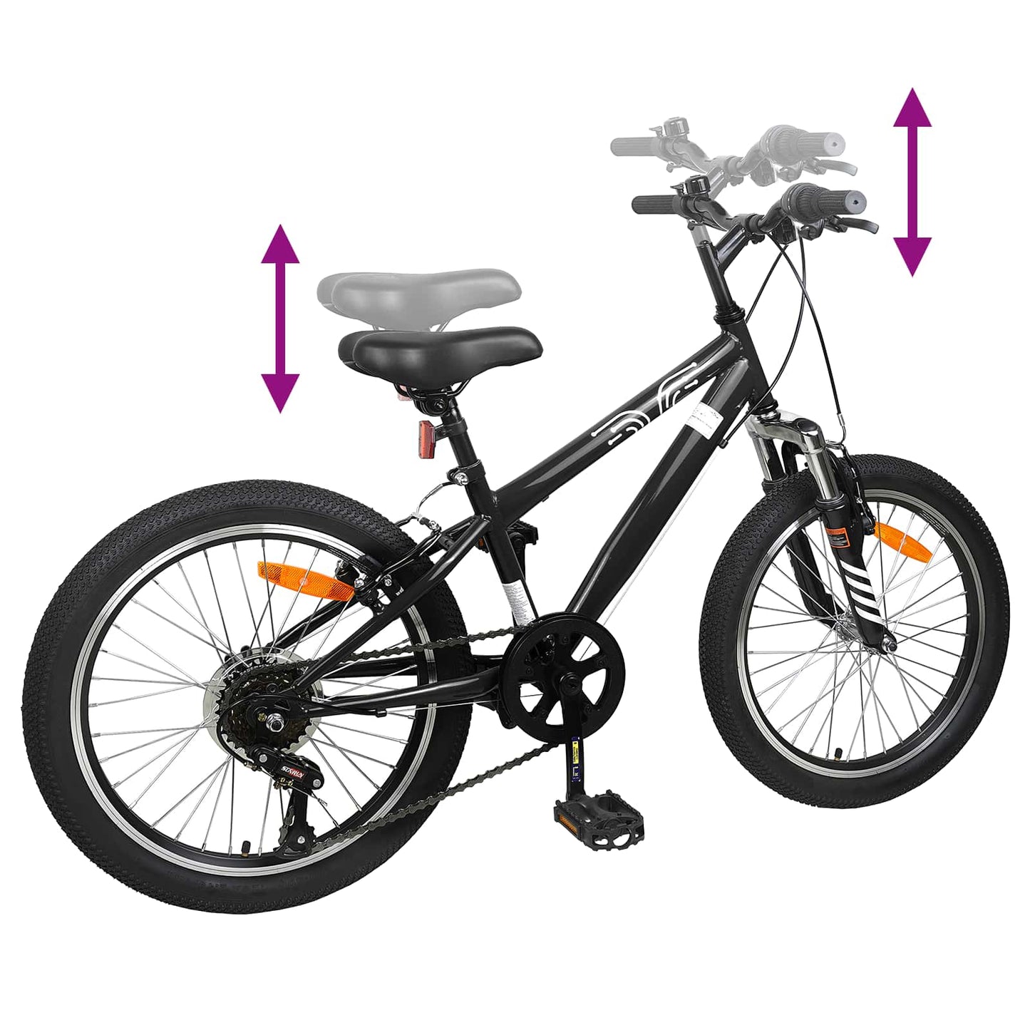 Mountainbike 24 tommer 6-hastighed til 8-12 år Sort