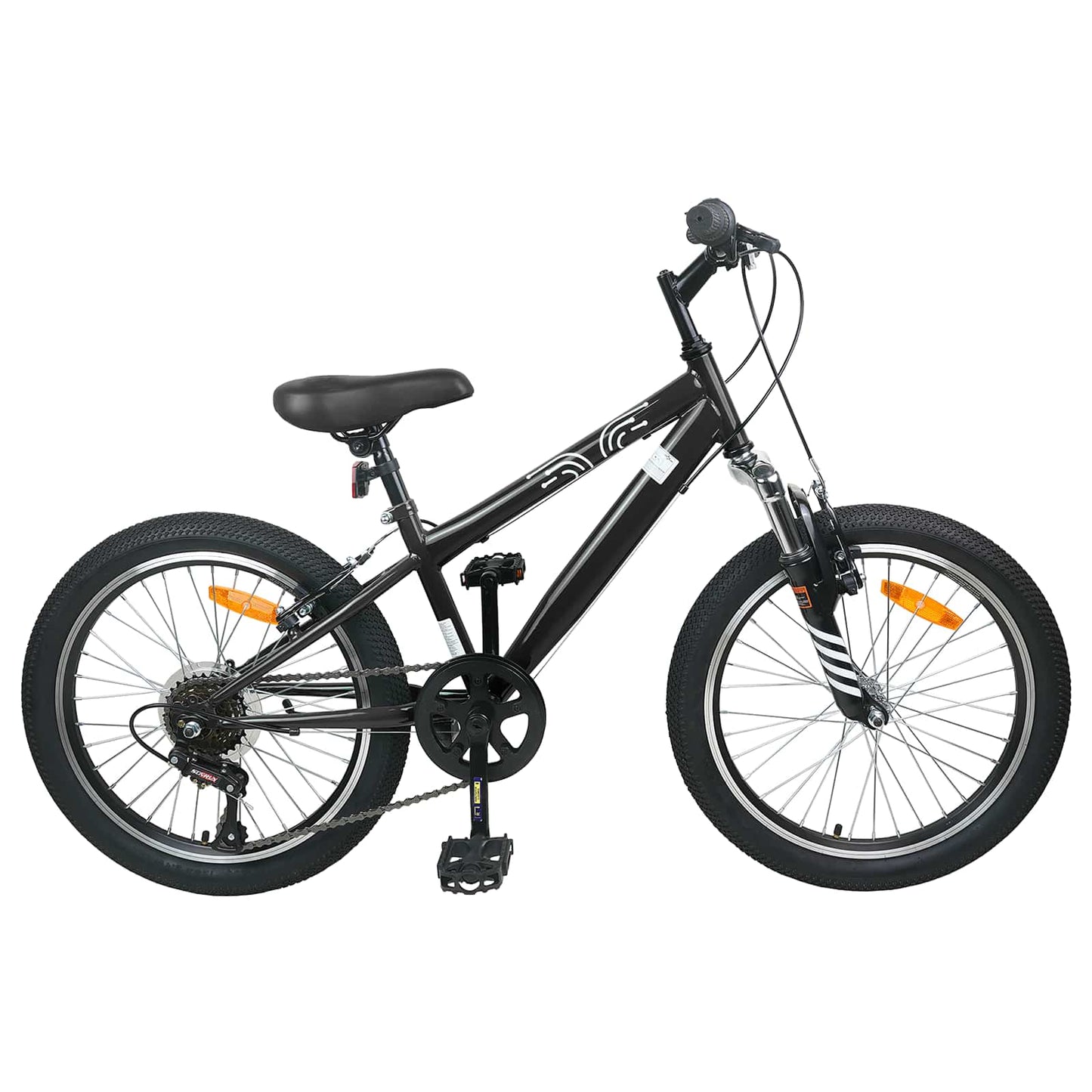 Mountainbike 24 tommer 6-hastighed til 8-12 år Sort