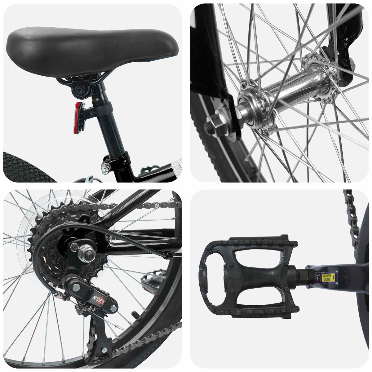 Mountainbike 20 tommer 6-hastighed til 5-8 år gamle Sort