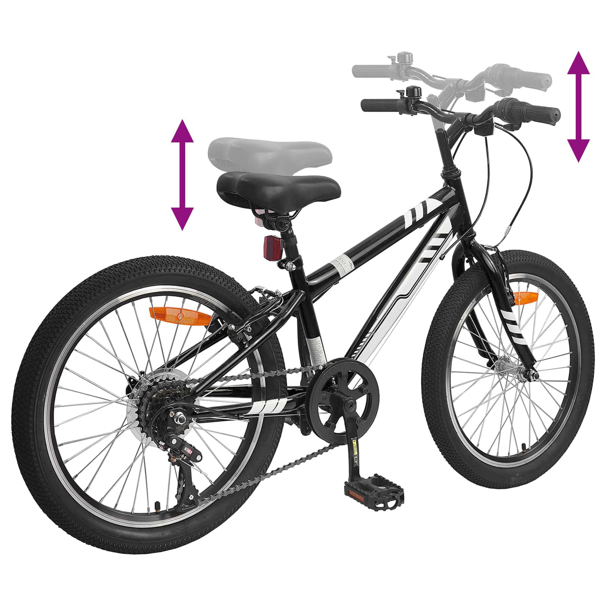Mountainbike 20 tommer 6-hastighed til 5-8 år gamle Sort