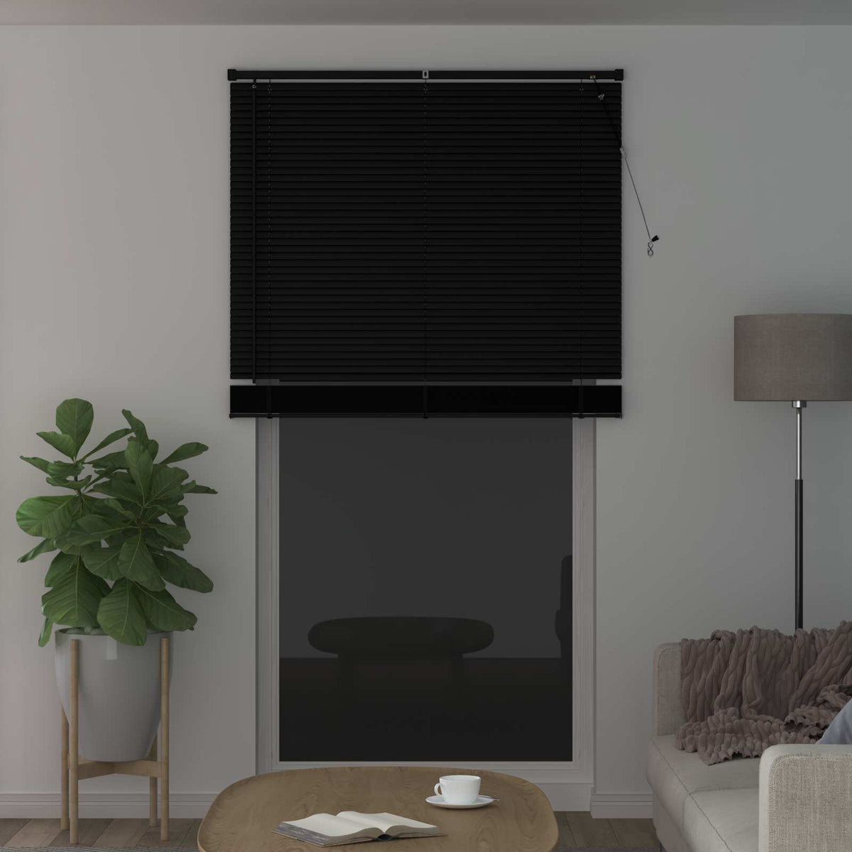 Persienner Sort 213 x 110 cm 25 mm PVC