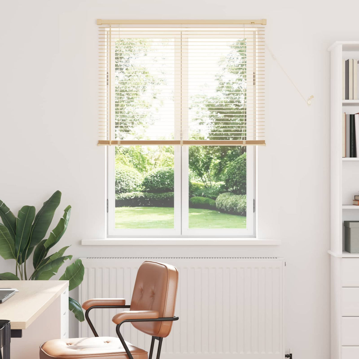 Persienner Lys Brun med Mønster 150 x 90 cm 25 mm PVC