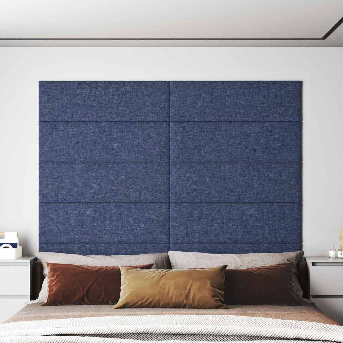 Væghovedgærde 12 stk. 90 x 30 cm Blå Stof