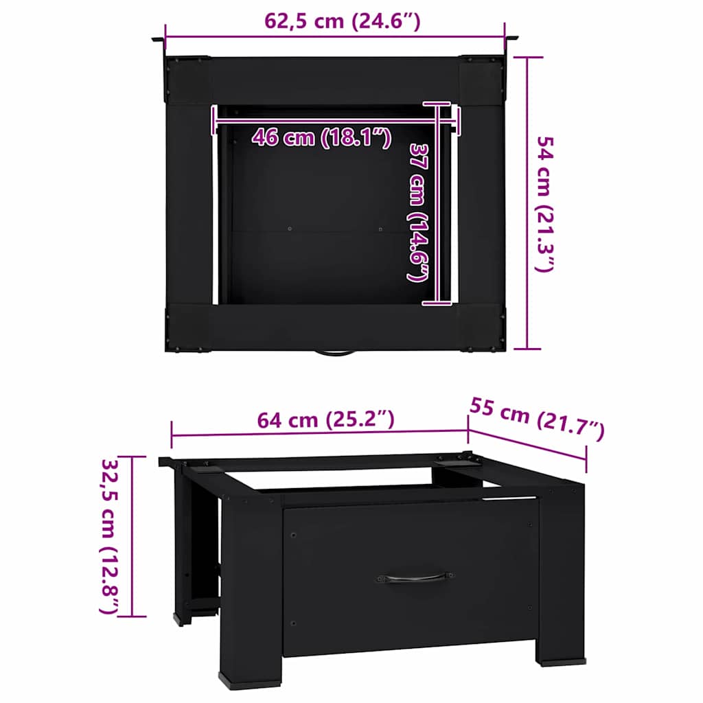 Vaskemaskine Pedestal Sort 64 x 55 x 32,5 cm Stål