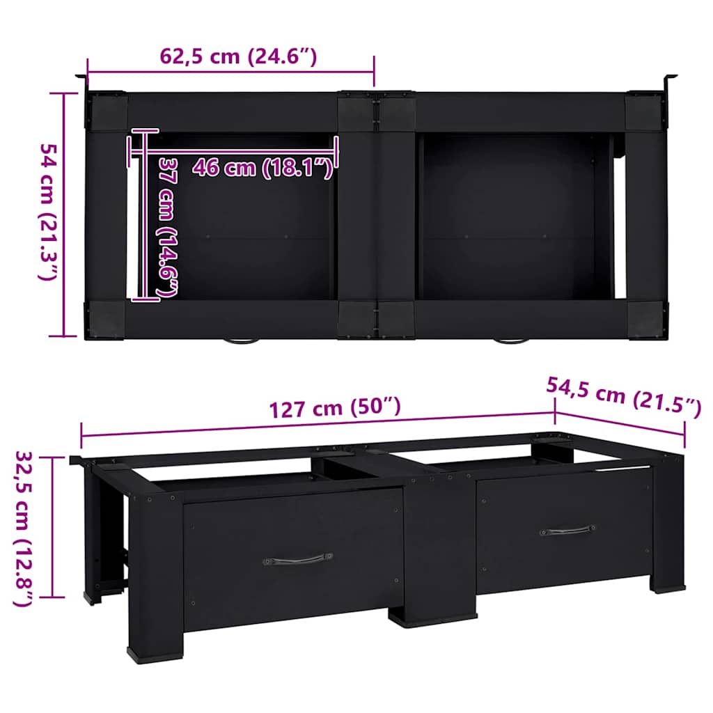 Vaskemaskine Pedestal 2 stk. Sort 127 x 54,5 x 32,5 cm Stål