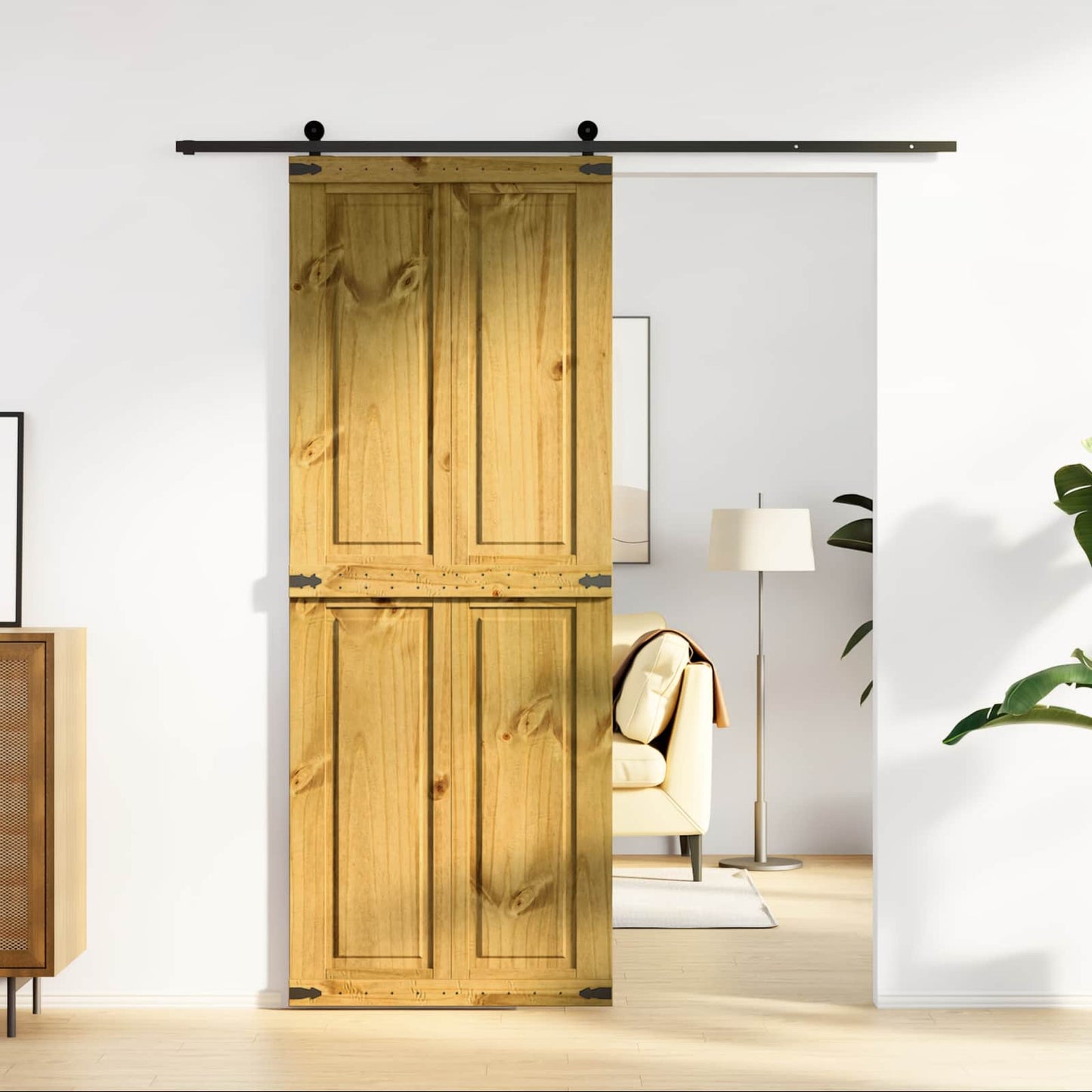Ladedør CORONA 80 x 210 cm Massivt fyrretræ HonningBrun