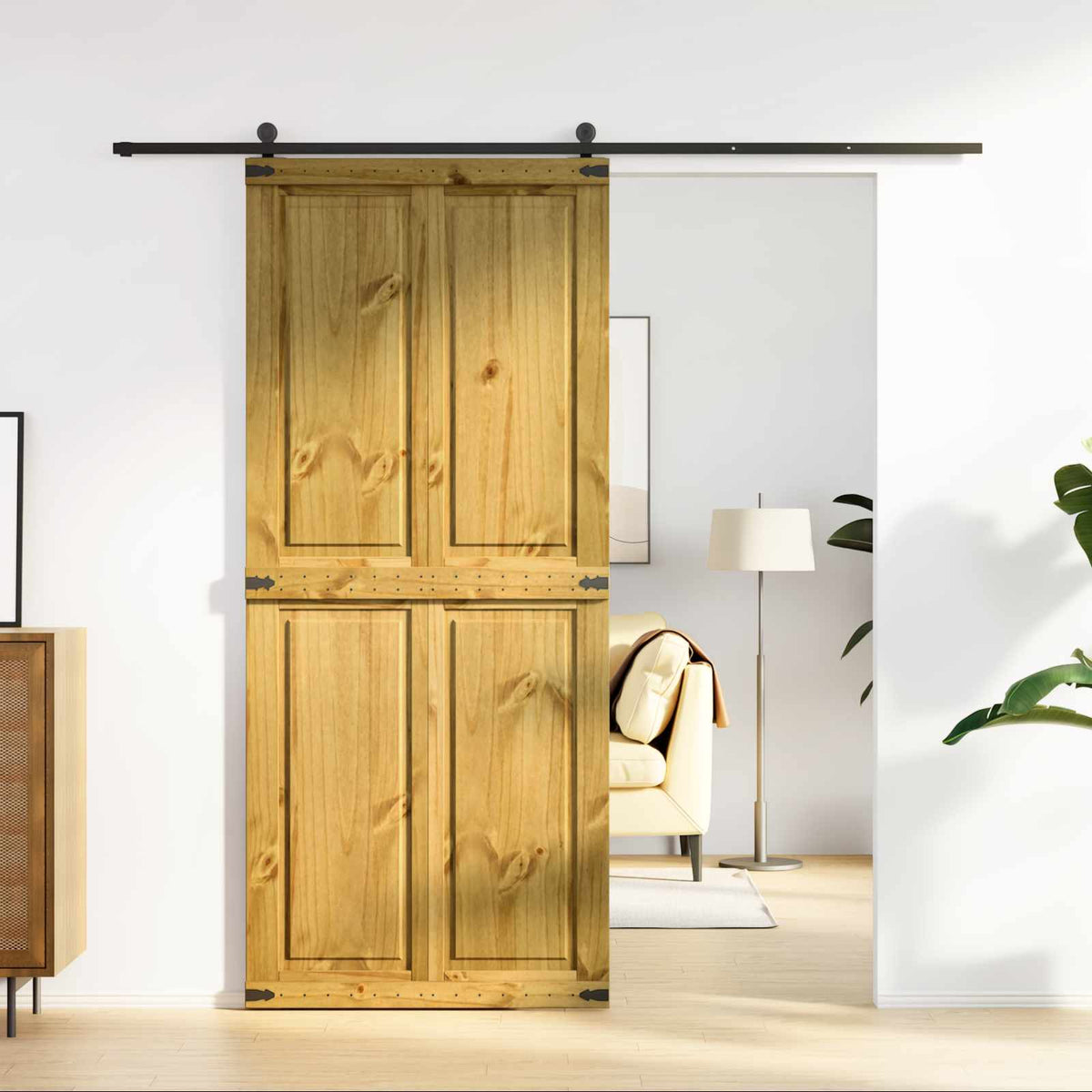 Ladedør CORONA 90 x 210 cm Massivt fyrretræ HonningBrun
