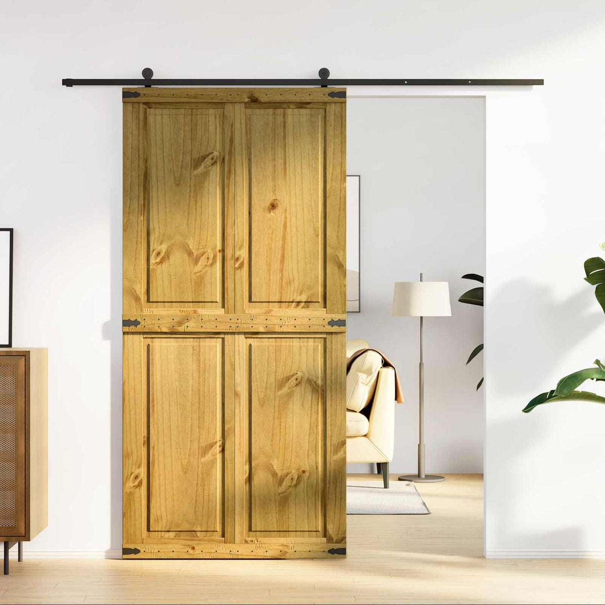 Ladedør CORONA 100 x 210 cm Massivt fyrretræ HonningBrun