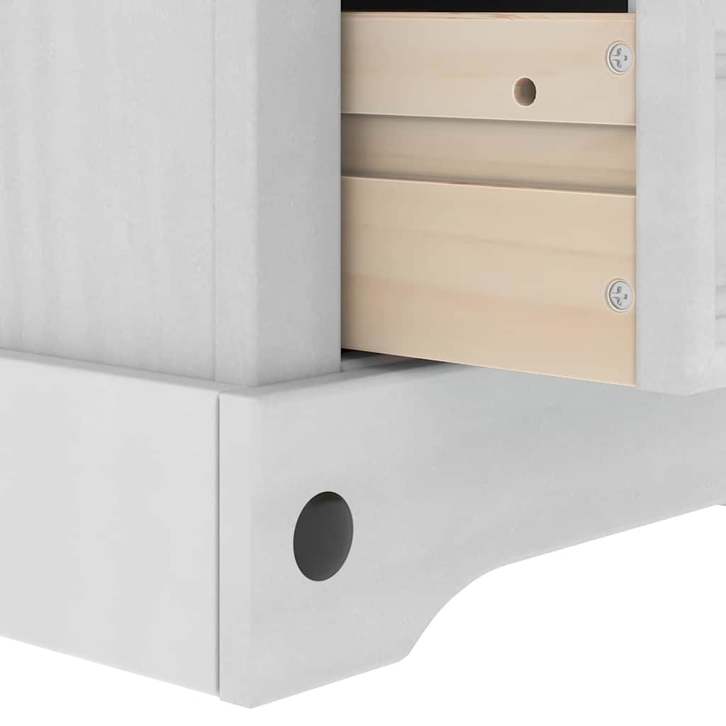 Sengebord CORONA Hvid 35 x 32,5 x 58 cm Massiv fyrretræ
