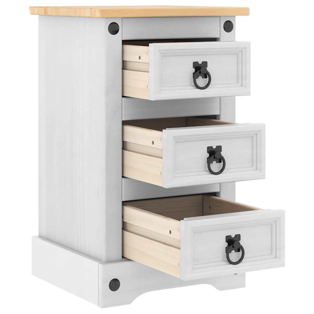 Sengebord CORONA Hvid 35 x 32,5 x 58 cm Massiv fyrretræ