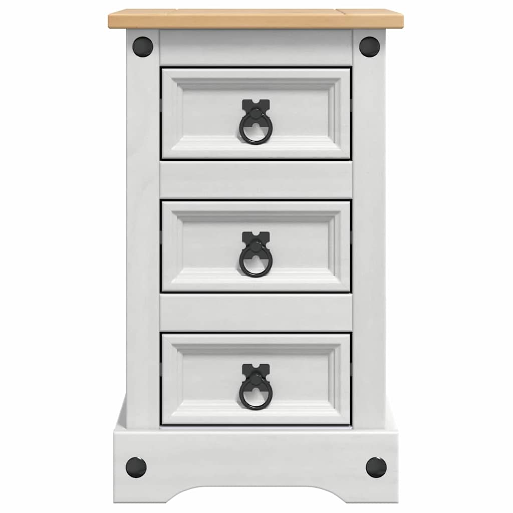 Sengebord CORONA Hvid 35 x 32,5 x 58 cm Massiv fyrretræ