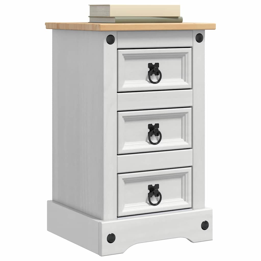 Sengebord CORONA Hvid 35 x 32,5 x 58 cm Massiv fyrretræ