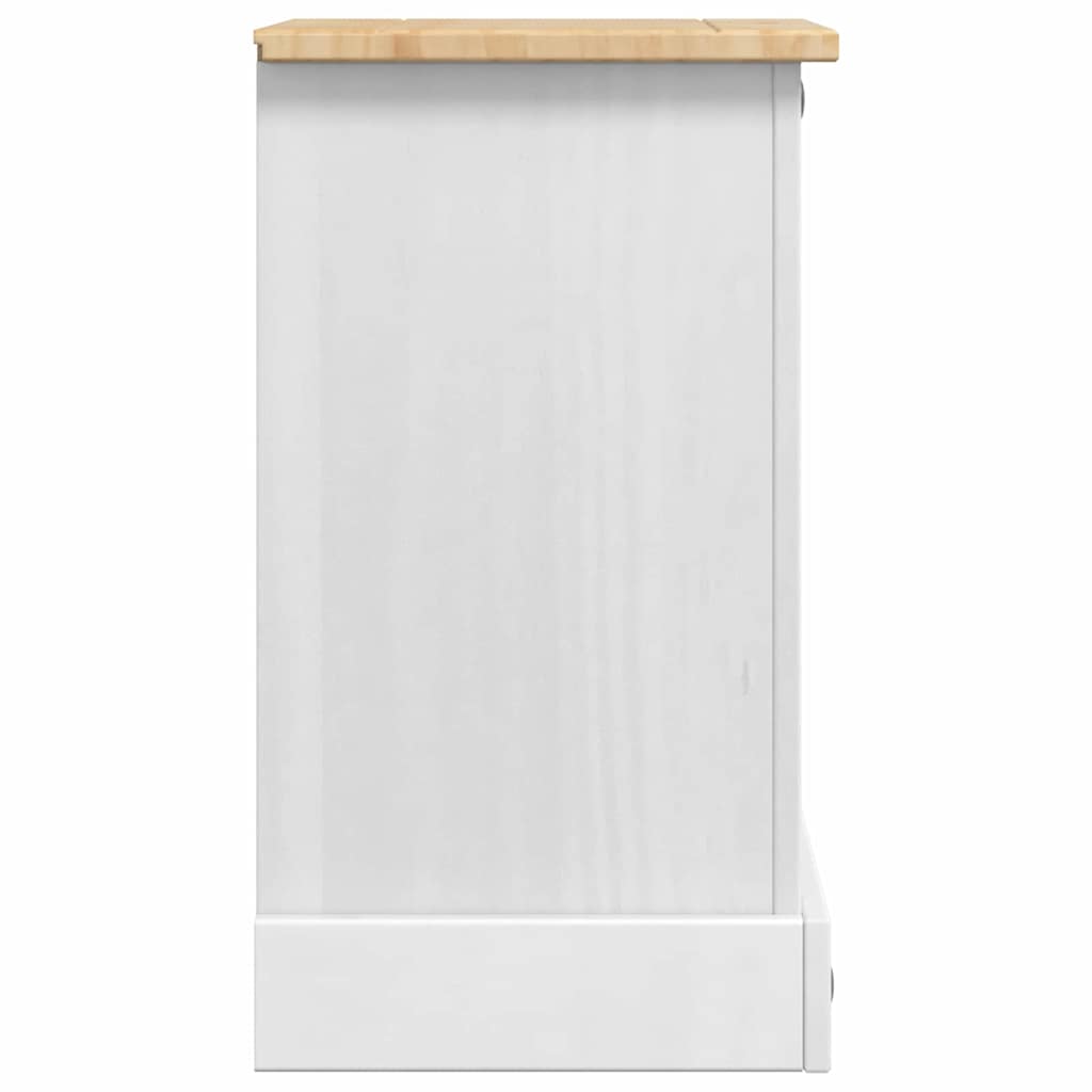Sengebord CORONA Hvid 35 x 32,5 x 58 cm Massiv fyrretræ