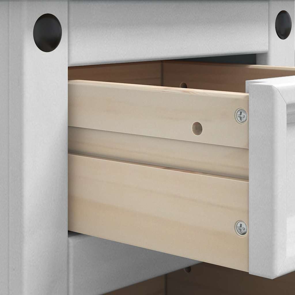 Sengebord CORONA Hvid 35 x 32,5 x 74 cm Massiv fyrretræ