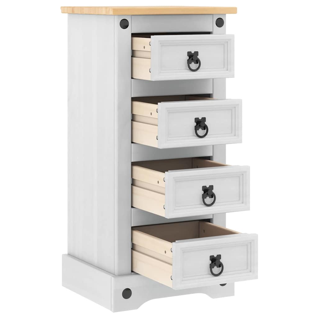 Sengebord CORONA Hvid 35 x 32,5 x 74 cm Massiv fyrretræ