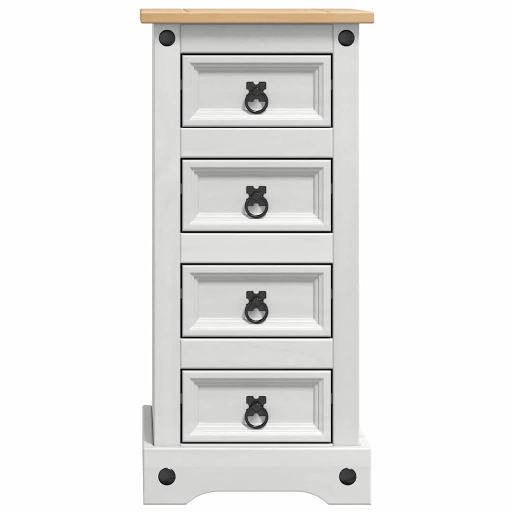Sengebord CORONA Hvid 35 x 32,5 x 74 cm Massiv fyrretræ