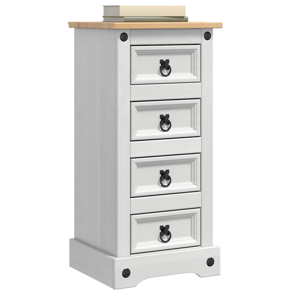 Sengebord CORONA Hvid 35 x 32,5 x 74 cm Massiv fyrretræ